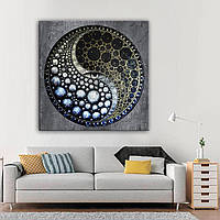 Картина інтер'єрна на полотні Інь Янь квадратна.