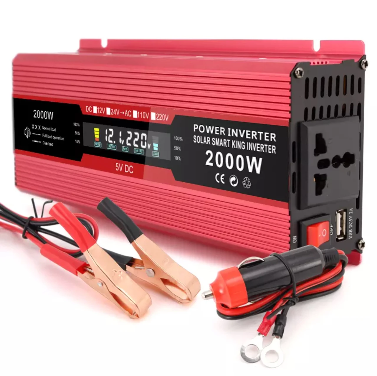 Перетворювач напруги 12V-220v 2000W з дисплеєм Solar Power Inverter, Інвертор