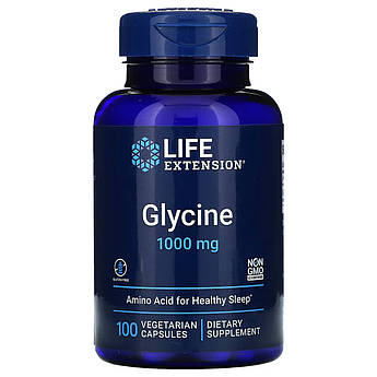 Life Extension, Гліцин 1000 мг, амінокислота Glycine, 100 капсул вегетаріанських