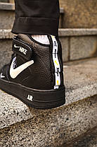 Чоловічі кросівки Nike Air Force 1 mid Black Найк Аїр Форс 1 мід Black 41, фото 2