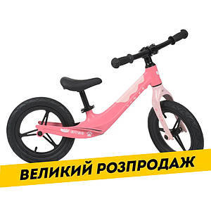 Дитячий беговел 12 дюймів (сталь, надувні колеса) PROFI KIDS LMG1255-5 Рожевий