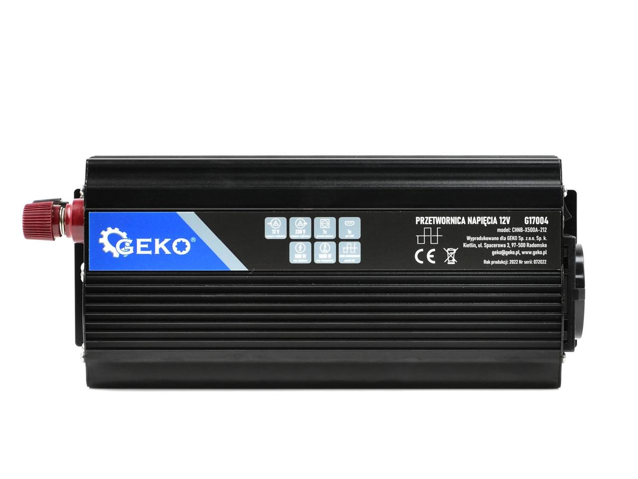 Інвертор - перетворювач напруги GEKO EU 12V/220V (500/1000W) G17004, фото 1