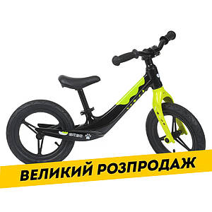 Дитячий беговел 12 дюймів (сталь, надувні колеса) PROFI KIDS LMG1255-2 Чорно-салатовий