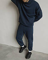 Мужской теплый спортивный костюм на флисе Оверсайз графитовый