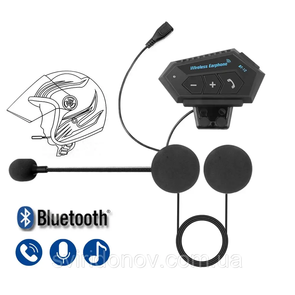 Мотогарнітура для мотоцикла Bluetooth-гарнітура для мотоциклетного шолома BT 5.0 з бездротовим гучним зв'язком
