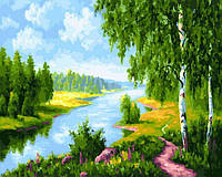 Картина по номерам Березы у реки Картины в цифрах Пейзаж природа 40х50 Картины по номерам Rainbow Art GX22577