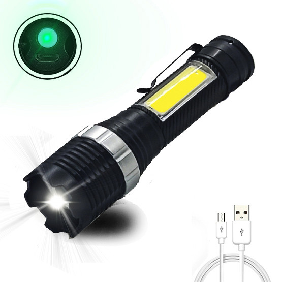 Ліхтар ручний з бічним світлом X-Balog BL-659-XPE+COB, акумуляторний, micro USB, з фокусуванням, з кліпсою