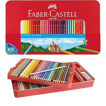 Олівці кольорові 60 кольорів, металева коробка Faber-Castell Classic 115894