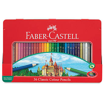 Олівці кольорові 36 кольорів, металева коробка Faber-Castell Classic 134399