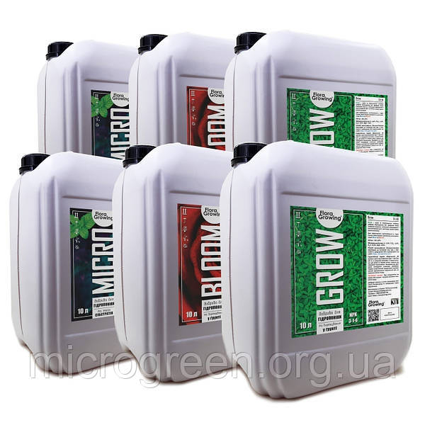 3 х 20 л Hydroponics Kit добрива для гідропоніки та ґрунту - Аналог Terra Aquatica (GHE) Flora Series
