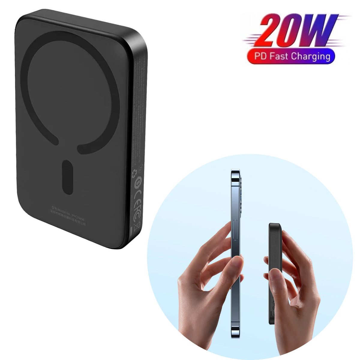 Повербанк для iPhone с MagSafe беспроводной зарядкой BASEUS Magnetic ...
