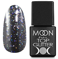 Топ для гель-лаку без липкої кулі Moon Full Top Glitter 01 Rainbow, 8 мл
