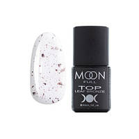 Топ для гель-лаку без липкого шару Moon Full Top Leaf Bronze з бронзовими пластівцями поталі, 8 мл