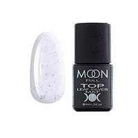 Топ матовий для гель-лаку без липкого шару Moon Full Top Leaf Silver Mat з срібними пластівцями пота