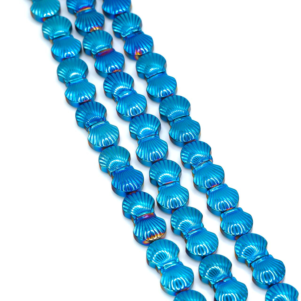 Намистини Мушля Гематит 8х4 мм Блакитний 40 см +-48 шт., фото 1