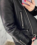 Жіноча чорна дублянка авіатор, фото 5