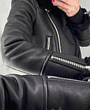 Жіноча чорна дублянка авіатор, фото 6