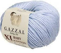Пряжа детская для вязания Baby Cotton 3429 светло голубая хлопок Baby Cotton XL