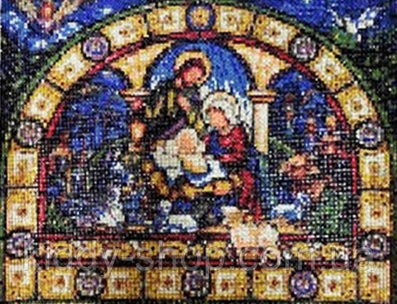 Діамантова мозаїка. Картина на підрамнику "Вітраж. Різдво", розмір 40х30 см, фото 1