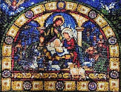 Діамантова мозаїка. Картина на підрамнику "Вітраж. Різдво", розмір 40х30 см