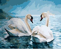 Картина по номерам Лебединая верность Картины в цифрах Раскраска 40х50 Благородные лебеди Rainbow Art GX7648