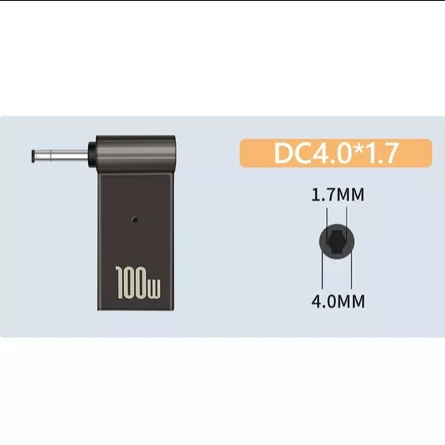 Перехідник живлення PD 100W для ноутбука Type-C на DC 4.0×1.7