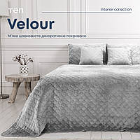 Покрывало Велюр двухсторонее 150х210 Светло серый VELOUR ТЕП (ромб круглый)