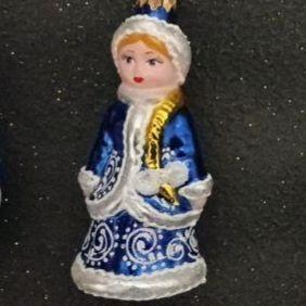 Скляна ялинкова іграшка Снігуронька з пташкою 212/к-а