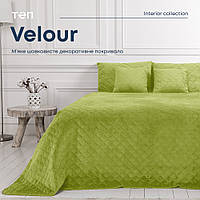 Покрывало Велюр двухсторонее 150х210 Салатовый VELOUR ТЕП (ромб круглий)