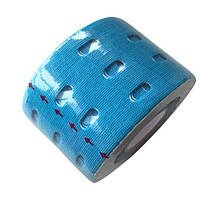 Кінезіологічний тейп, перфорований (punch tape) 5 см x 5 м, різн. кольори Блакитний
