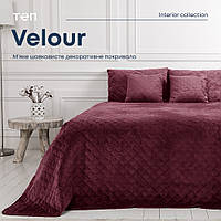 Покрывало Велюр двухсторонее 150х210 Бордовый VELOUR ТЕП (ромб круглый)