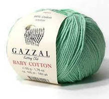 Пряжа дитяча для в'язання Baby Cotton 3425 світло-м'ятна Baby Cotton XL бавовна