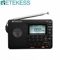Retess V115 Радіоприймач FM/AM/SW MP3 плеєр, цифровий, є УКВ діапазон 64-108 МГЦ.
