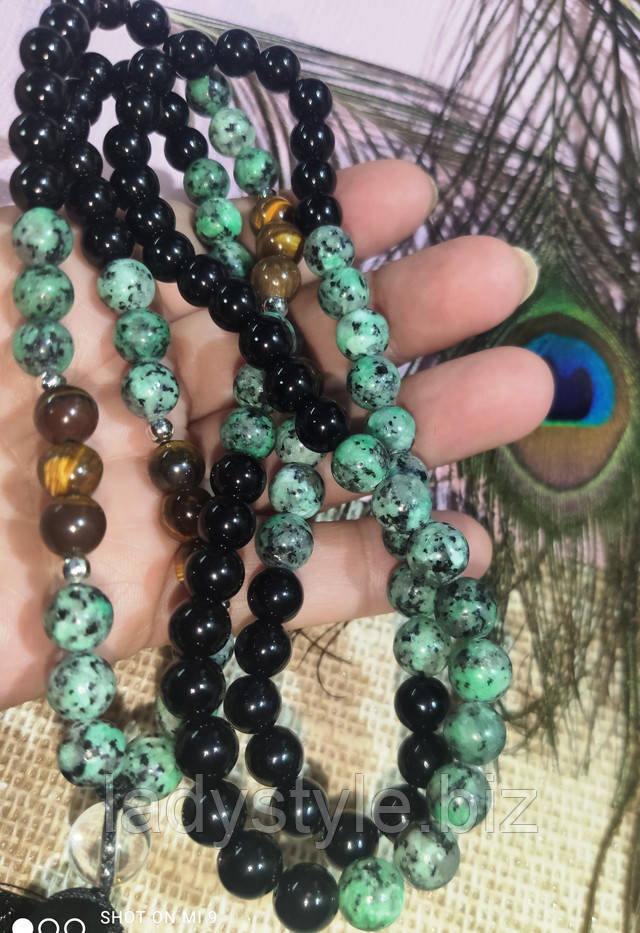 четки с цоизитом, черным ониксом и тигровым глазом 108 бусин украшения, бижутерия, , золото, серебро, украшения из натурального камня, горный хрусталь, , ларимар, чароит, танзанит, купить сувениры, знаки зодиака, обереги, талисман, дата рождения камень, названия камней, лазурит, опал, серафинит, аметрин,
