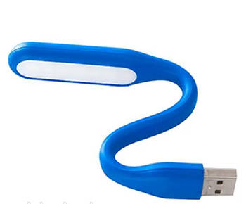 USB міні лампа ліхтарик з гнучкою ніжкою 5V/1.2W синя