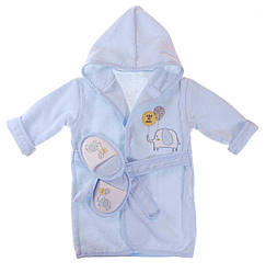 Комплект — дитячий махровий халат з капцями Слоненя (блакитний) Bibaby (Туреччина)