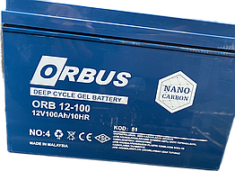 Гелевий акумулятор 12 В 100 А/год Orbus ORB 12-100 12 V для аварійного освітлення, для ДБЖ