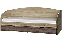 Кровать Комфорт с ящиками и ортопедическим матрасом сонома трюфель Эверест (194х85з80 см)