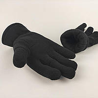 Перчатки тактические флисовые двойные Черные зимние рукавицы флис