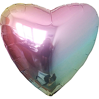 Фольгированный шарик Flexmetal 9"(23 см) Сердце металлик градиент радуга