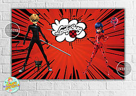 Плакат "Леді Бaг і СуперК" (червоний) 120х75 см для Кенді — бара (Тематичний) — Англійський