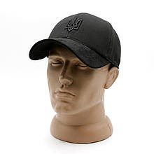 Зимова чорна тактична кепка з гербом розмір L-XL, бейсболка з внутрішніми вухами на флісі, патріотичний бейс з вишивкою топ