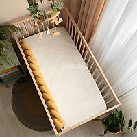 Бортик коса защита для детской кроватки, длина 120 см, вафля горчица топ