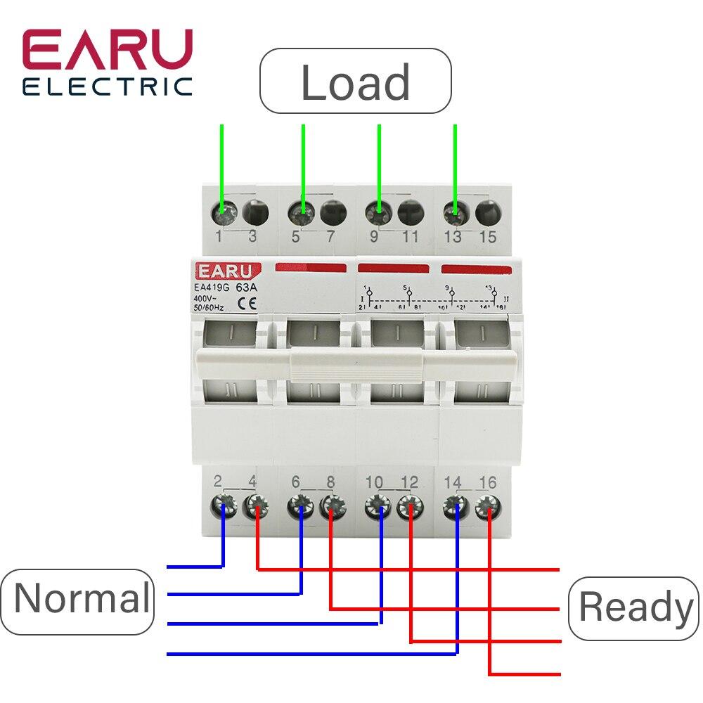 Перемикач I-0-II з загальним виходом зверху, 4-пол., 63А/400В EARU ELECTRIC