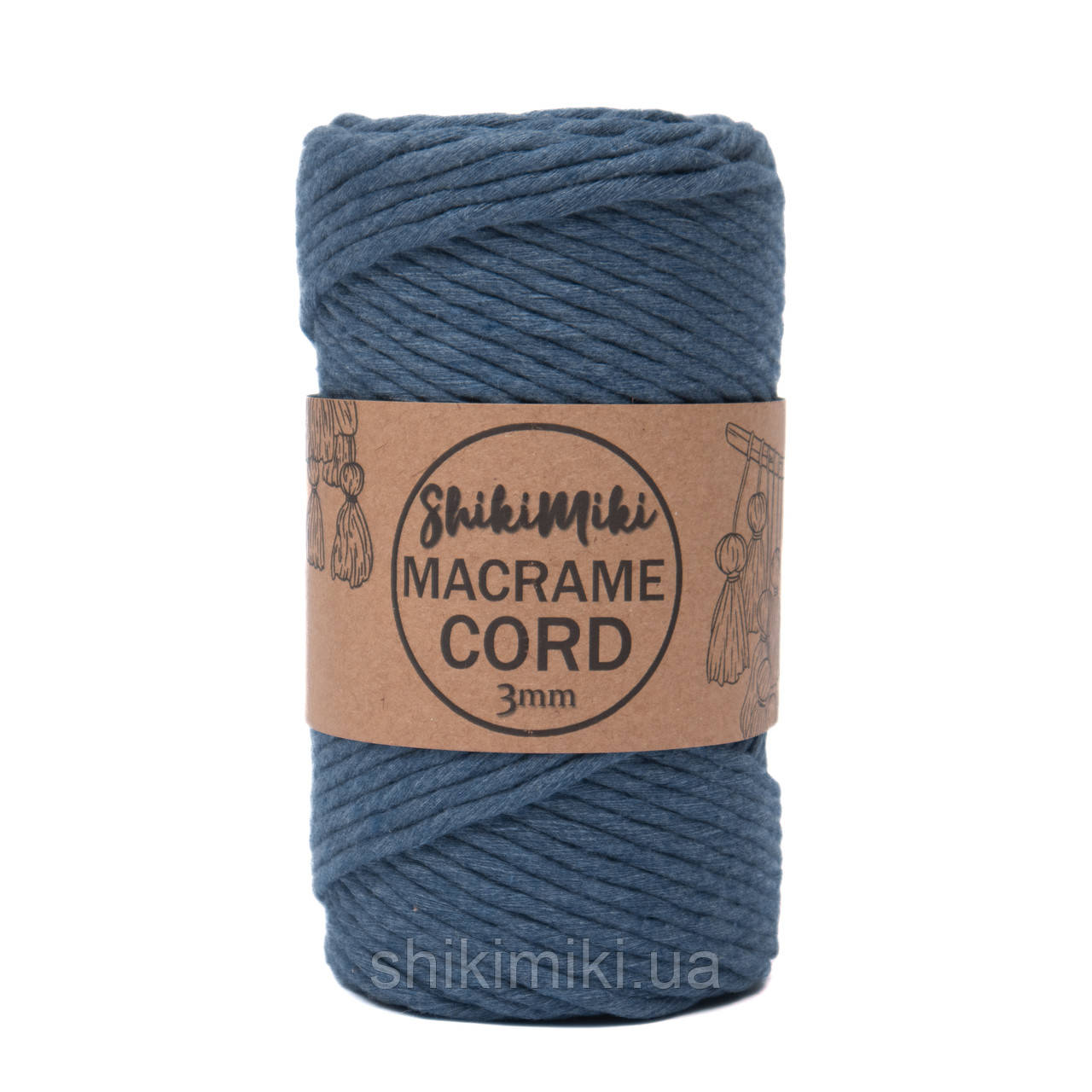 Еко шнур Macrame Cord 3 mm, колір Синій джинс