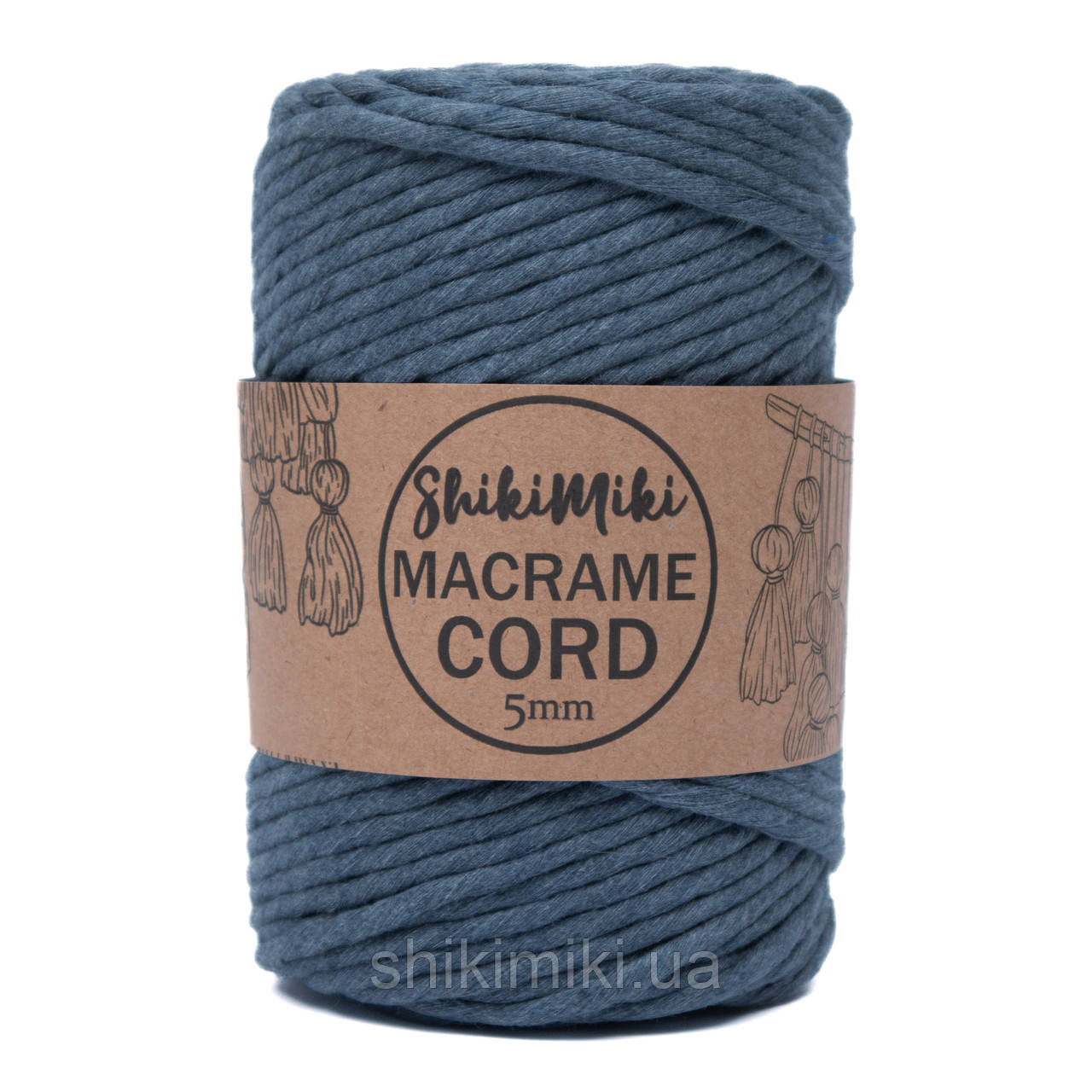 Еко шнур Macrame Cord 5 mm, колір Синій джинс