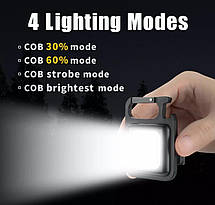 Світлодіодний ліхтарик, брелок, відкривачка на магніті cob rechargeable keychain light, фото 5