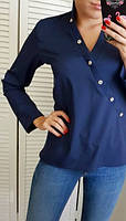 Женская нарядная модная блузка рубашка цвет темно-синий р.42