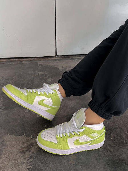 Grey and lime green jordan 1 best sale