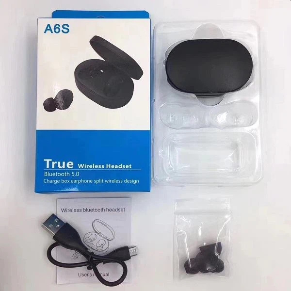 Навушники A6S TWS MiPods, AirDots Bluetooth 5.0 Black стерео бездротові black